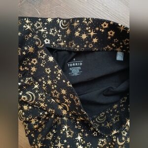 Torrid Black Leggins with Gold Celestial Design